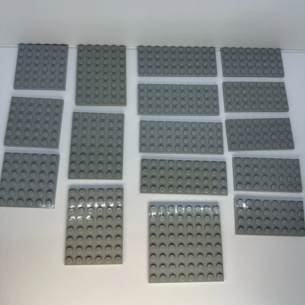 Lego Parts - Plates - 4x8, 4x10, 6x6, 6x8 & 8x8 Light Bluish Gray Lot Of 16‎